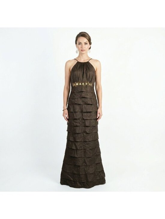 Adrianna Papell Dresses & Skirts - Adrianna Papell Occasion Formal Gown Dress Layered Size 4 Brown Vintage Y2K